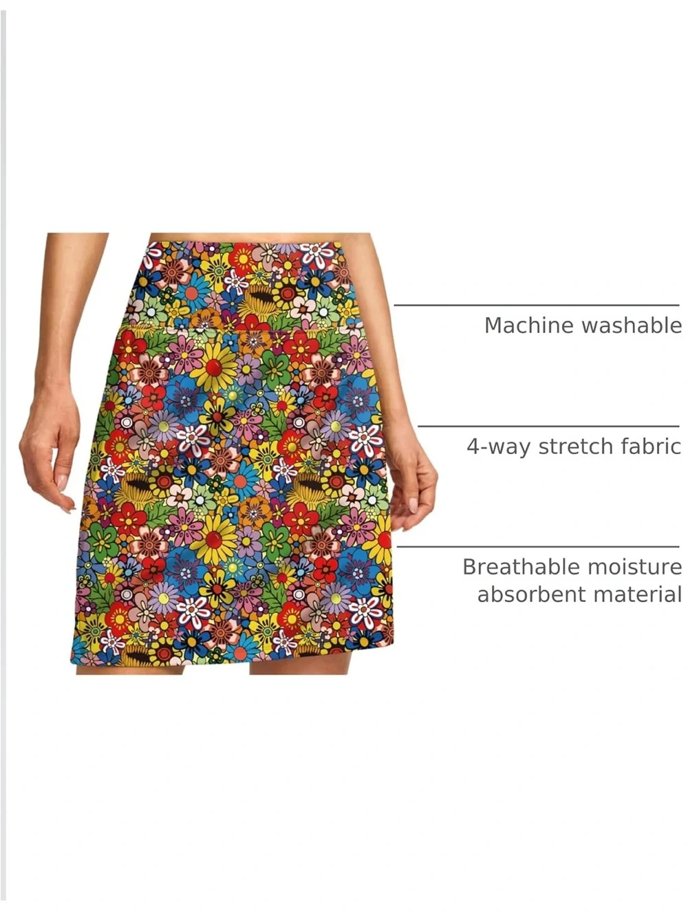 Skorts for Women with Pockets High Waisted Tennis Golf Knee Length 18